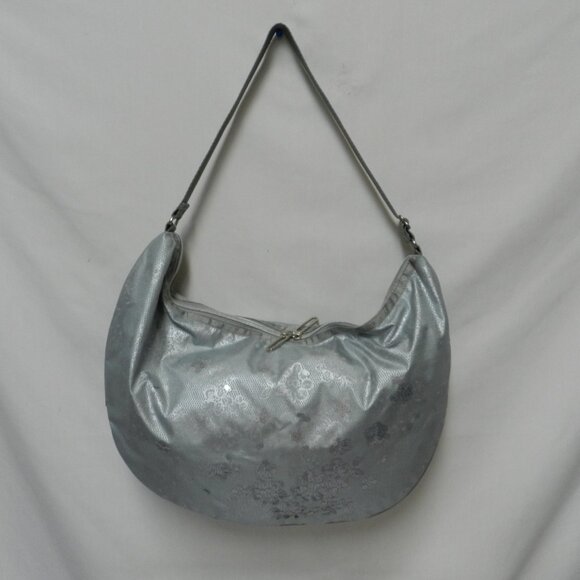 LeSportSac Sequin large Hobo bag purse zip top adjustable Expandable gray NEW - Picture 1 of 16